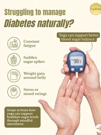 If you're struggling with symptoms like constant fatigue, sudden sugar spikes, or stress, yoga can offer support. Mindful movement and targeted poses can help your body find a better blood sugar balance naturally.