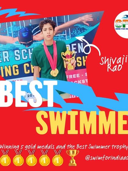 Shivaji Rao was named Best Swimmer at the Modern Inter School Swimming Competition after winning 5 gold medals. An absolutely dominant performance.