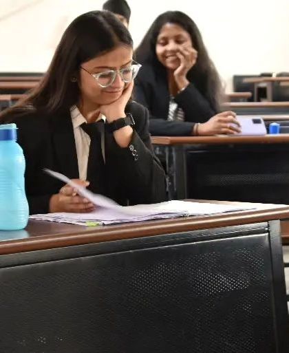 A candid shot from a law school class in 2022. The hours spent studying and preparing in the classroom are what build the foundation for a career in law.