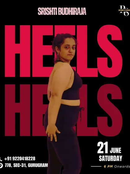Ready to unleash your inner diva? Our Heels workshops are all about confidence, power, and owning the floor. This poster captures the bold and sassy energy of our specialized heels choreography classes.