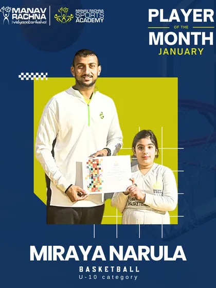 Miraya Narula, our Basketball Player of the Month for January (U-10). She has shown great enthusiasm and progress in her training.