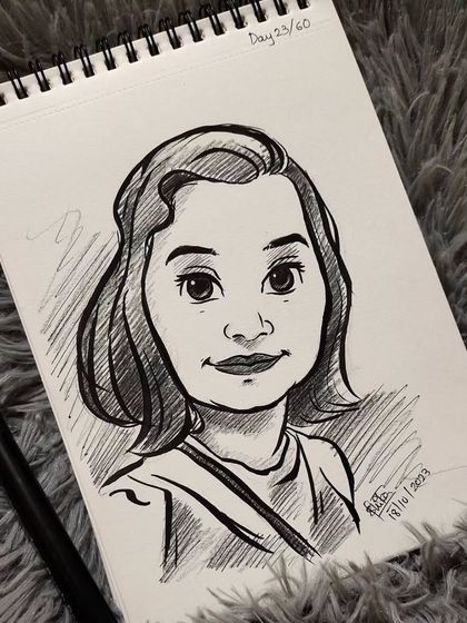 This caricature has a soft and friendly look. I use different line weights to create depth and interest.