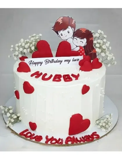 A romantic cake for a husband's birthday, with the message "Love You Always". This is a black forest cake with a rustic design, filled with my homemade fresh cherry compote.