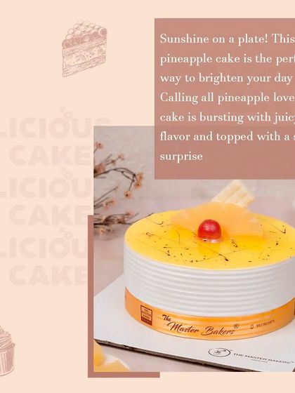 Sunshine on a plate. Our classic Pineapple cake is bursting with juicy, tropical flavor and topped with a sweet pineapple glaze and a cherry. It's a simple, refreshing, and delicious choice.