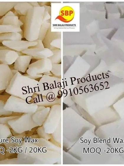 Here I show the difference between my pure soy wax and a soy blend wax for pillar candles. The pure soy is great for containers, while the blend is formulated for the hardness needed for freestanding candles.