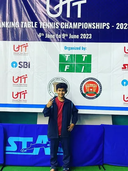 Aakarshan Yadav at the UTT National Ranking tournament in Hyderabad, the first player from our academy to reach the quarterfinals at a national event.