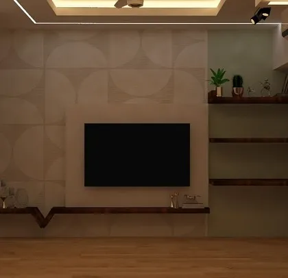 A modern wallpaper with a repeating semi-circle pattern, creating a subtle yet impactful feature wall.