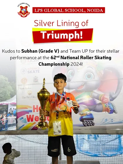 We celebrate every triumph, big and small. Here, our Grade V student, Subhan, stands proud after winning a silver medal at the 62nd National Roller Skating Championship, marking a historic first national medal for our school and showcasing the results of dedication and expert coaching.