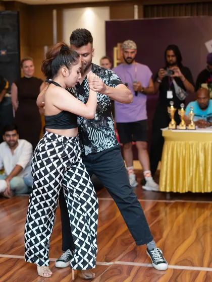 Another shot from the Olympiads of Kizomba qualifier, showing the technical skill and chemistry of the winning couple representing our school.