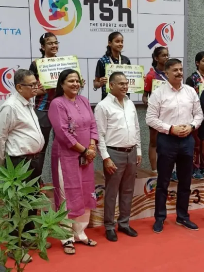 The girls' podium at the UP State Ranking in Kanpur, with our players taking top spots and showcasing their dominance.