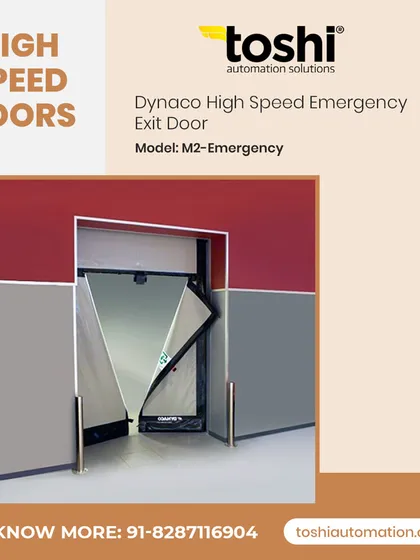 Safety is paramount. Our Dynaco M2 Emergency high speed door includes an integrated emergency exit. A simple push on the T shaped cut in the curtain splits it open, providing a clear escape route in case of an emergency.