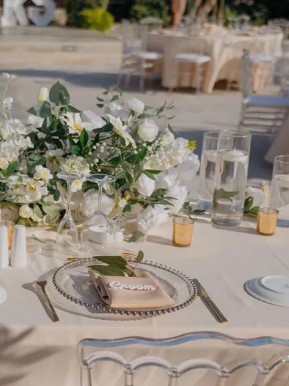 A place setting for the groom, showing the attention to detail we put into every aspect of the wedding dining experience.