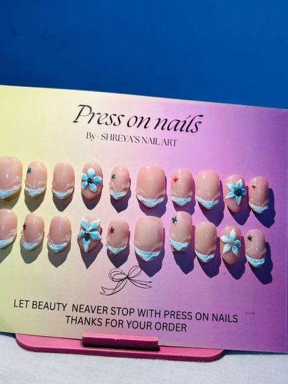 A beautifully lit shot of the 3D shell art set. This design is perfect for anyone looking for unique, dimensional nail art that feels both elegant and playful.