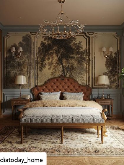 This guest bedroom from "The Colonial House" dares to be bold with its exquisite Victorian wallpaper. The rich prints add depth and character, creating a memorable and unapologetic design statement.