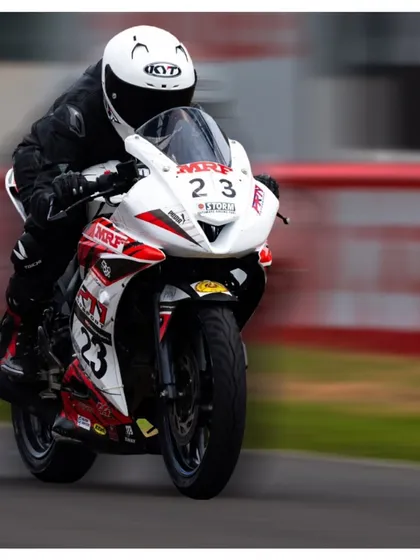 A motion-blur shot of our rider Suchitra G, who showed impressive progress in the girls' category during the INMRC season.