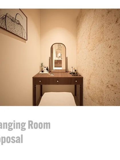 A proposal for a private vanity station in the ladies' changing room. This detail provides a dedicated, well-lit space for members, enhancing the luxury and functionality of the facility.