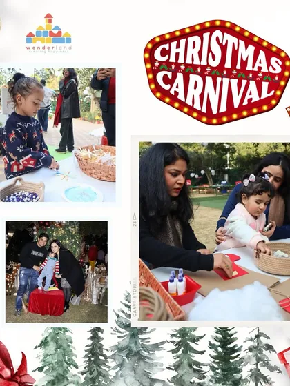 A collage from our Christmas Carnival, showing families engaged in festive crafts and photo opportunities. These events are a wonderful way for our whole community to celebrate together.