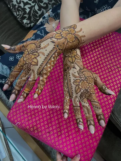A beautiful floral design with a mix of bold and fine lines, creating a lovely texture.