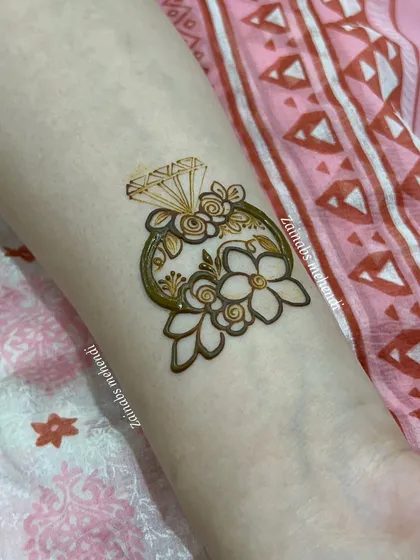 Your henna can tell your story. For this engagement bride, I created a special motif of a diamond ring to celebrate her new beginning. I can create any custom motif that is special to you.