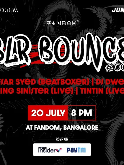 The poster for BLR Bounce, a night dedicated to hip hop and live performances. I shared the stage with beatboxers and live rappers, creating a dynamic show.
