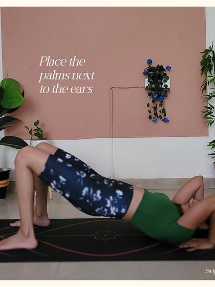 The third step involves placing the palms next to the ears with fingers pointing towards the shoulders. This prepares the arms and wrists for lifting.