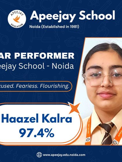 Haazel Kalra of Class 6 has proven that focus and discipline lead to success, securing an impressive 97.4%. We are incredibly proud of her achievement.
