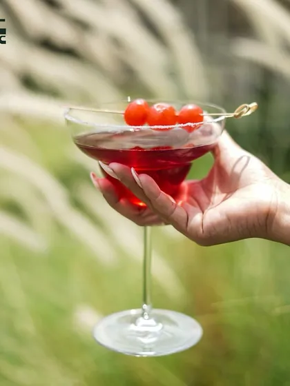 A classic red cocktail, simple and elegant, enjoyed in the middle of our beautiful garden.
