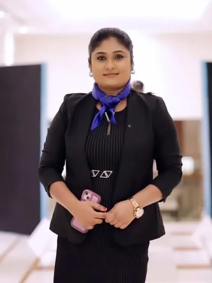 Dressed as an Air Hostess to match the global theme of the Reliance General Insurance launch event.