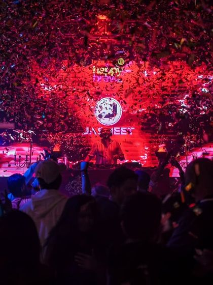 A snapshot of the 'Mondaze' rager at Happy Brew, Bangalore. Confetti blasts and a packed floor, all on a Monday night.