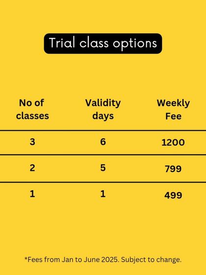 My trial class options. I want you to be sure this is the right place for you before you commit.