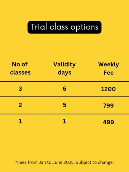 My trial class options. I want you to be sure this is the right place for you before you commit.