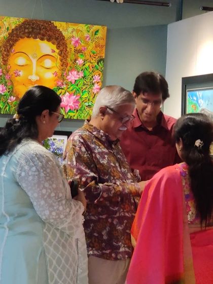 Moments from the "Mandhan 3" exhibition at Canvas Art Gallery, where I also did a live painting demonstration.