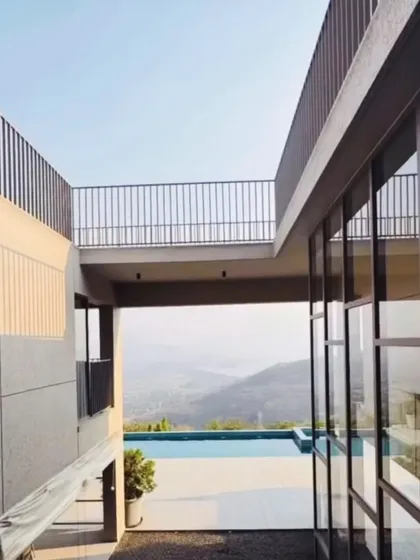 A home shaped by light, views, and the lake breeze. This shot from a project in Pawna captures the essence of my design philosophy: creating architecture that frames and enhances its natural surroundings.