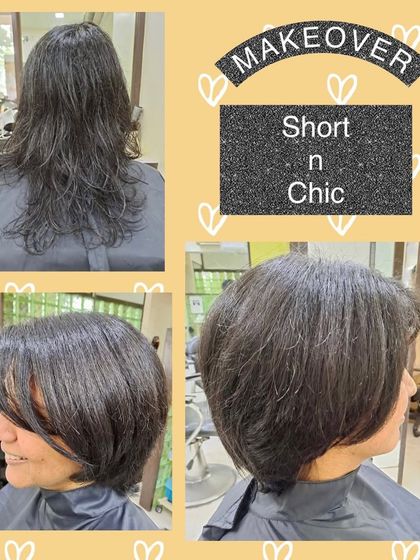 A short and chic haircut that beautifully frames the client's face. This style is perfect for a sophisticated and easy-to-manage look.