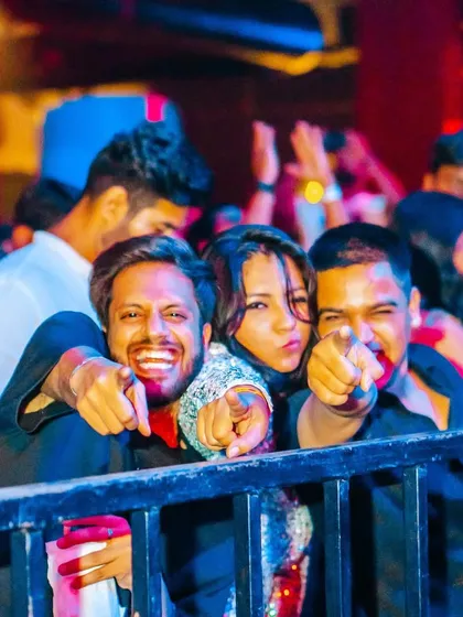 The front row crew pointing at me, fully engaged. This is the best kind of feedback.