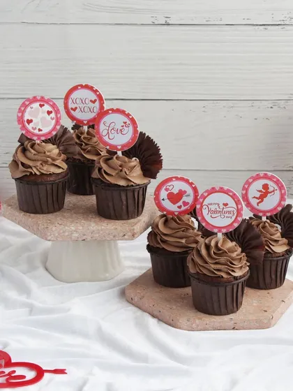 Cupcakes for your cupcake! These chocolate cupcakes with Valentine's Day toppers are a sweet and simple way to show your love.
