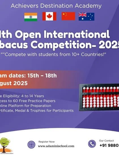 We believe in providing a global stage for our young achievers. Our Open International Abacus Competition connects students from over 10 countries, giving them a platform to showcase their mental math skills, compete with the best, and shine internationally.