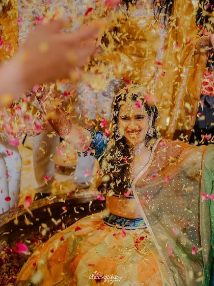 A motion-filled shot capturing the beautiful chaos of the bride's flower shower.