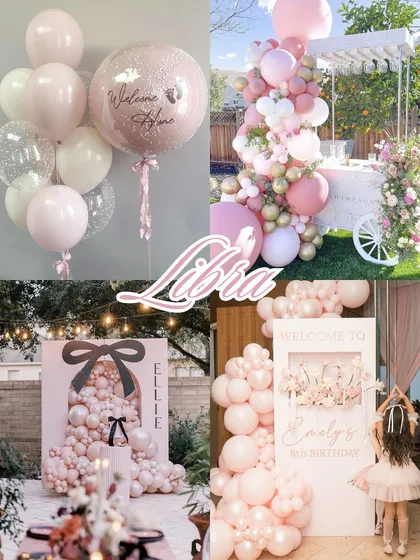 Zodiac decor aesthetics: Libra. Romantic, charming, and balanced. The perfect Libra party is filled with soft pinks, delicate bows, and a beautifully harmonious aesthetic.