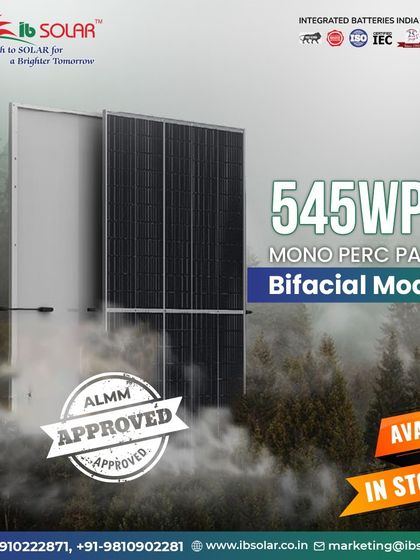 Our 545WP Mono PERC bifacial modules are ALMM approved and proudly made in India. These panels are in stock and ready to power your next project, offering the dual benefit of high efficiency and capturing reflected light for increased energy yield.