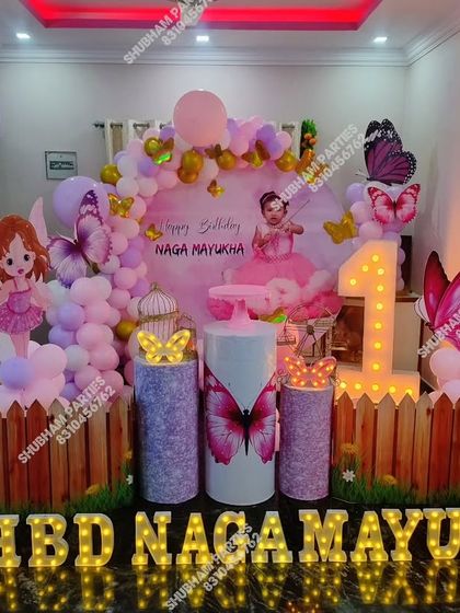 Another angle of the enchanting fairy and butterfly themed setup, perfect for a magical celebration.