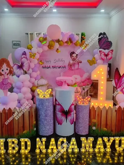 Another angle of the enchanting fairy and butterfly themed setup, perfect for a magical celebration.