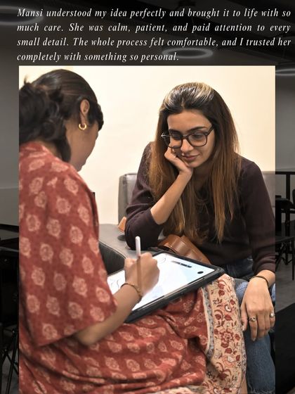 "She was calm, patient, and paid attention to every small detail." The design consultation for a very personal mother-daughter tattoo.