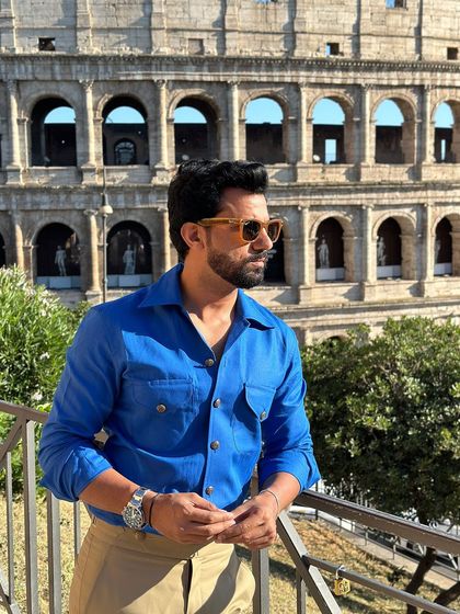 A close-up of the Viaggio shirt, revealing the texture of the fabric and the quality of its construction.