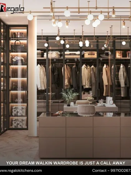 This is the dream walk-in closet, realized. We designed this space with a central island for accessories, glass-fronted displays for statement pieces, and custom lighting to create a boutique-like experience right in your home.