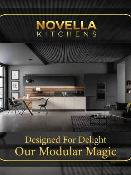 Envision your home with an open-concept kitchen that is designed for delight. This dark, dramatic design shows how our modular magic can create a sophisticated and inviting space that is perfect for both cooking and socializing.