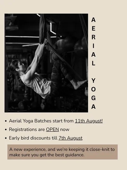 Registrations are open for new aerial yoga batches. I keep the classes small to ensure everyone gets the best guidance and a personalized experience.