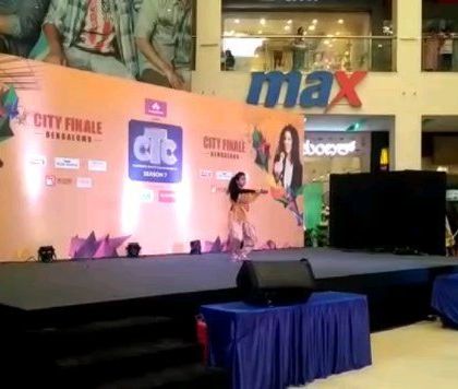 Performing a solo act at the City Finale of a major dance competition held in a Bangalore mall. We are comfortable performing on any stage, big or small.