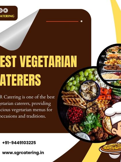 We are one of the best vegetarian caterers, providing delicious menus for all occasions and traditions. This collage, featuring a chef cartoon, highlights our diverse and appealing food options.