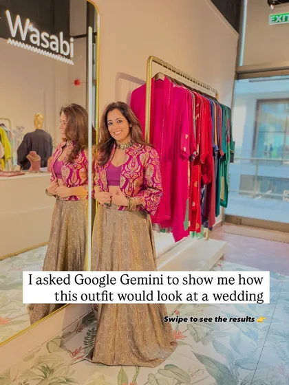 This is the original outfit that inspired the wedding looks. A beautiful brocade jacket and skirt set, seen here in my store, ready to be imagined for your next big event.